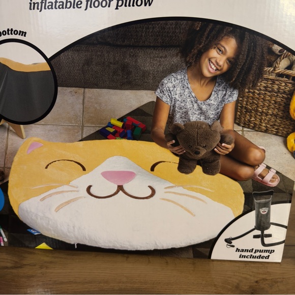 RARE Big Mouth, INFLAT-A-PAL Kitten Inflatable Floor Pillow 3ft with Hand Pump - Picture 2 of 5